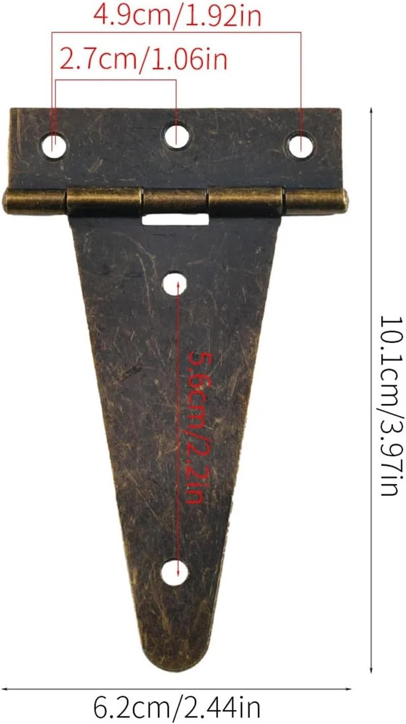 Flat T-Strap Hinges Wooden Box Vintage Cabinet Door Window Decoration Bronze Black 2Pcs(D)