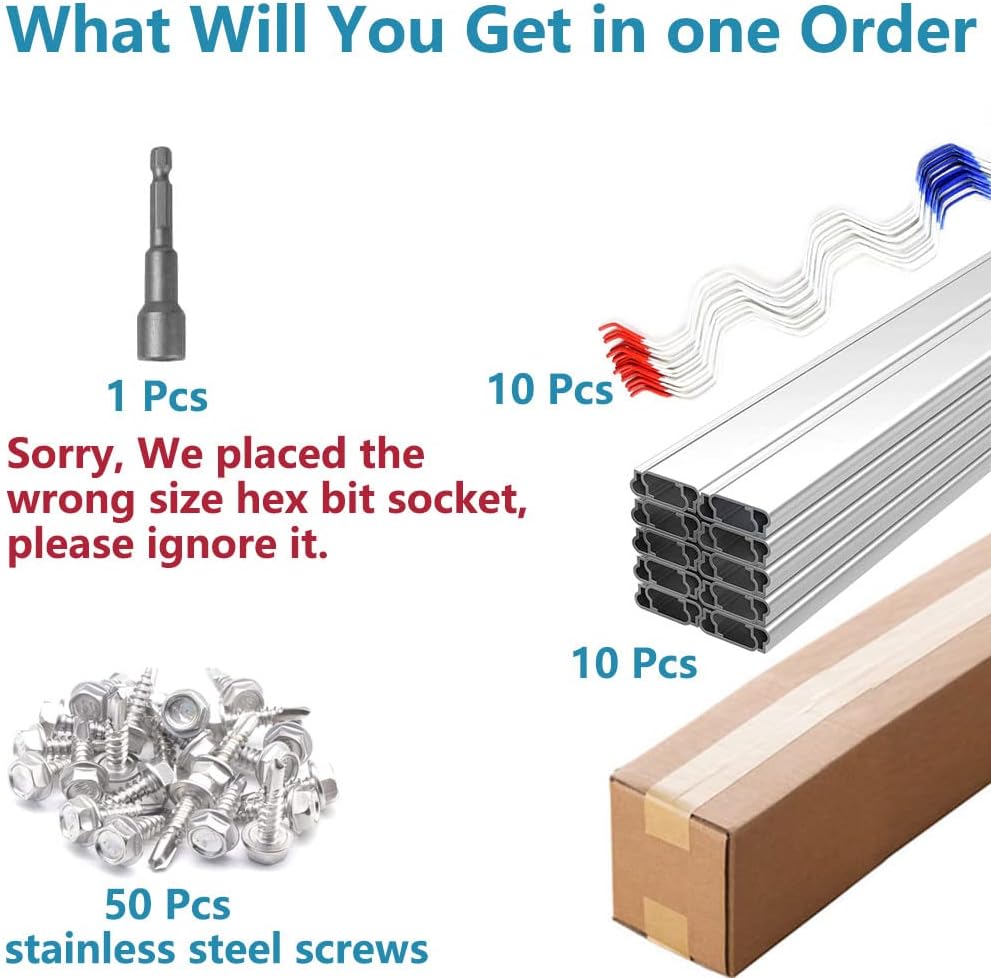 letsFix Greenhouse Spring Wire & Lock Channel - PVC Coated Spring Wire & Aluminum U-Channel Bundle, Farmer Greenhouse Poly Film or Shade Cloth Attachment, 50 Mounting Screws Included [10 Pack]
