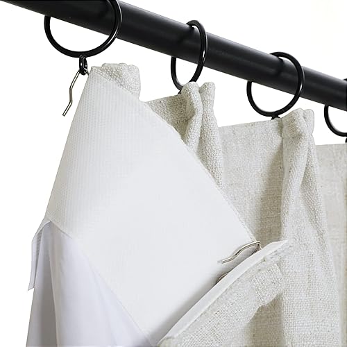 Miniatura 2 de TWOPAGES Cortina plisada de oscurecimiento con mezcla de lino blanco de 84 pulgadas de largo, elegante cortina de privacidad de doble capa, 100