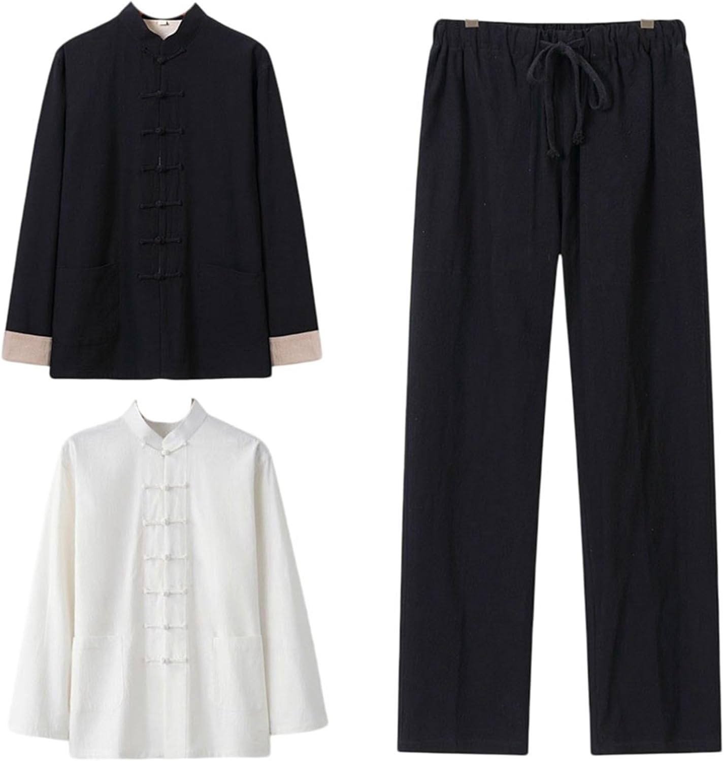 Men's 3-Piece Tang Suit Cotton Linen Frog Button Sleeve Set