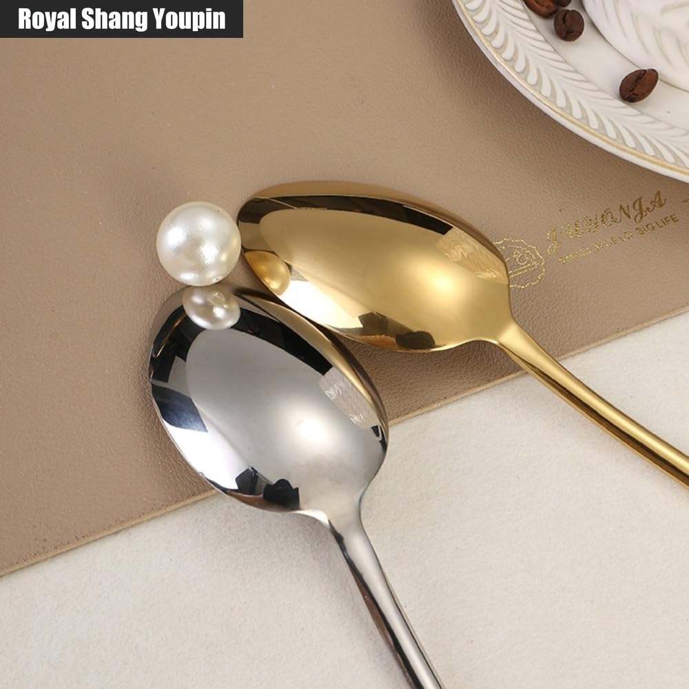 Cucina Circolare Foro Appeso Maniglia in Acciaio Inox Posate Da Tavola Posate Set Di Posate Coltello Da Bistecca Forchetta Cucchiaio Cucchiaino (Oro,20 pezzi)