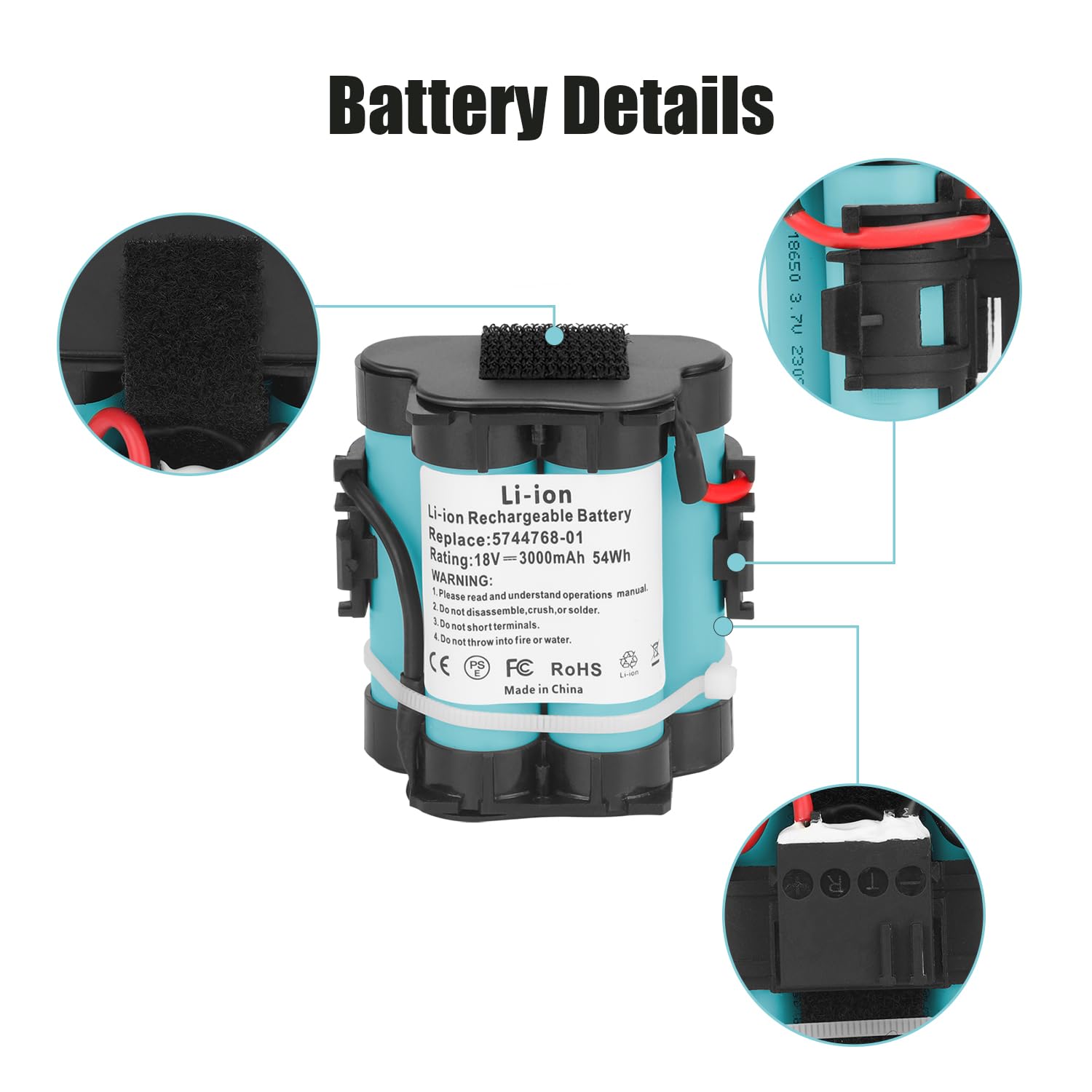 KUNLUN 3.0Ah 18V Lithium Ersatzakku für Gardena Mähroboter R38Li R40Li R45Li R50Li R70Li R75Li R80Li, für Husqvarna Automower 105 305 308 308X, für McCulloch ROB R600 R800 R1000