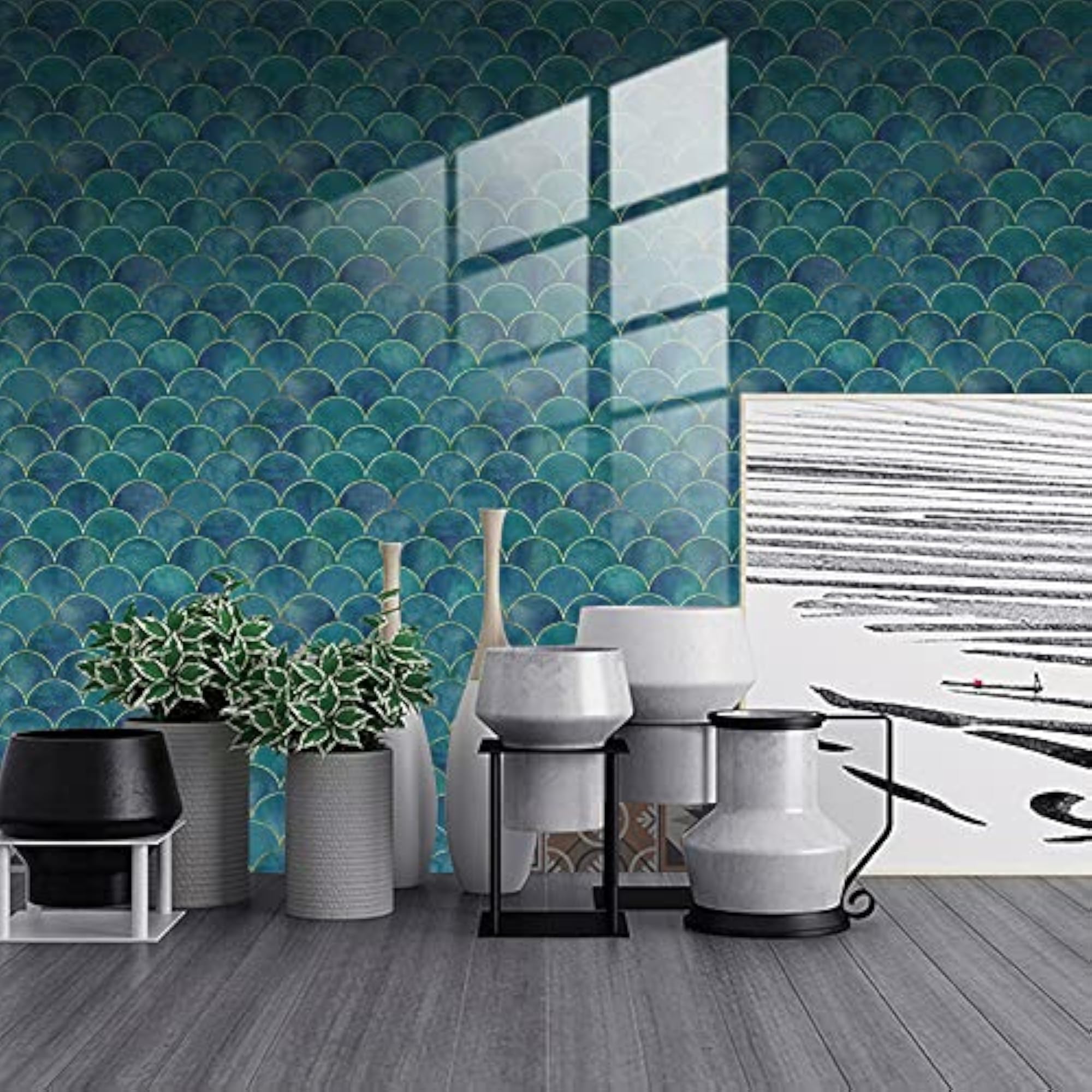 Marble Glue Tile Art Stickers for Kitchen Bathroom Decor