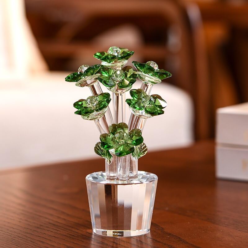 Crystal Flower Living Room TV Cabinet Creative Decoration Holiday Gift Office Craft Ornaments (Color : Green)