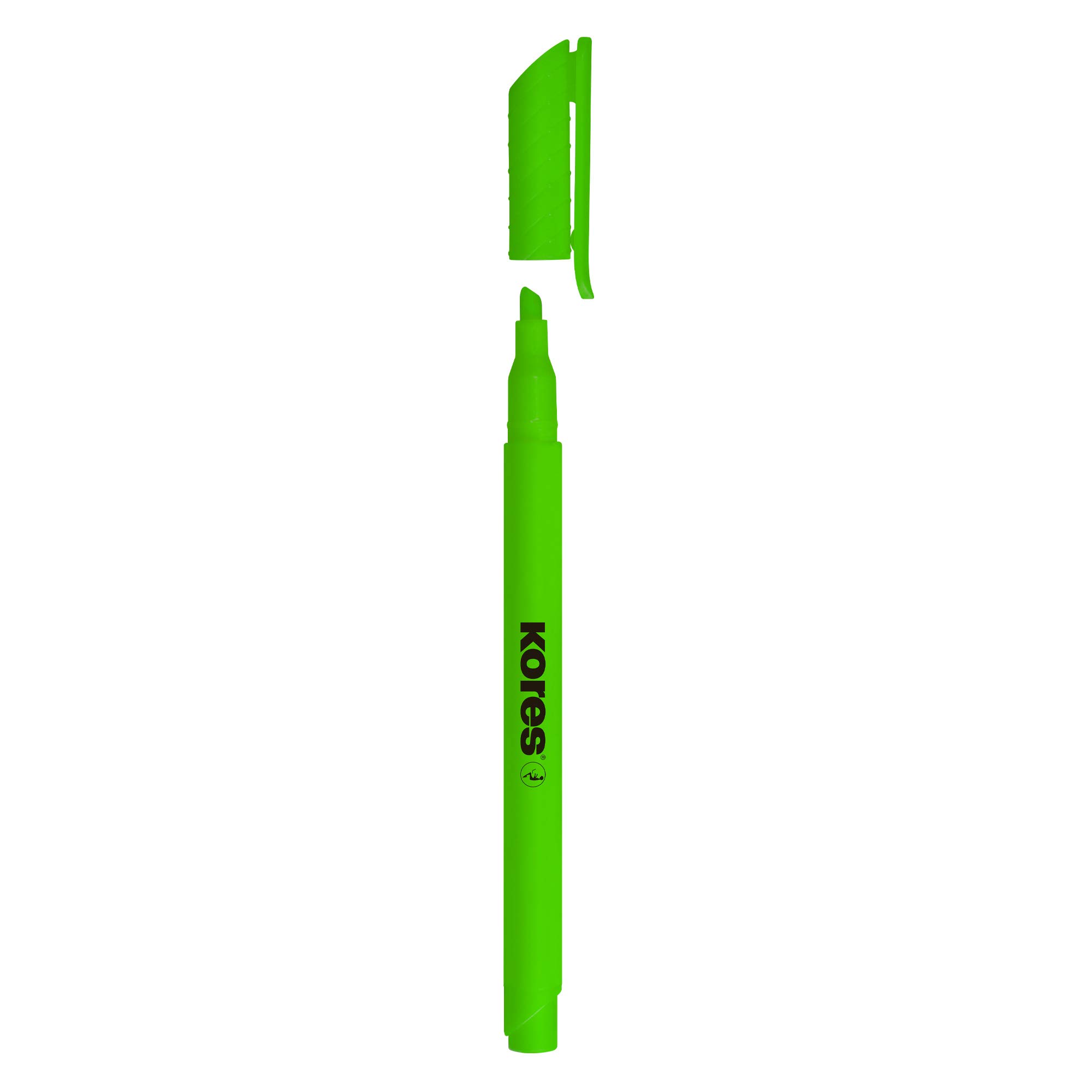 Evidenziatore Kores High Liner Plus Verde Fluorescente - Punta A Scalpello Per Scuola E Ufficio (Confezione Singola) - Foto 7