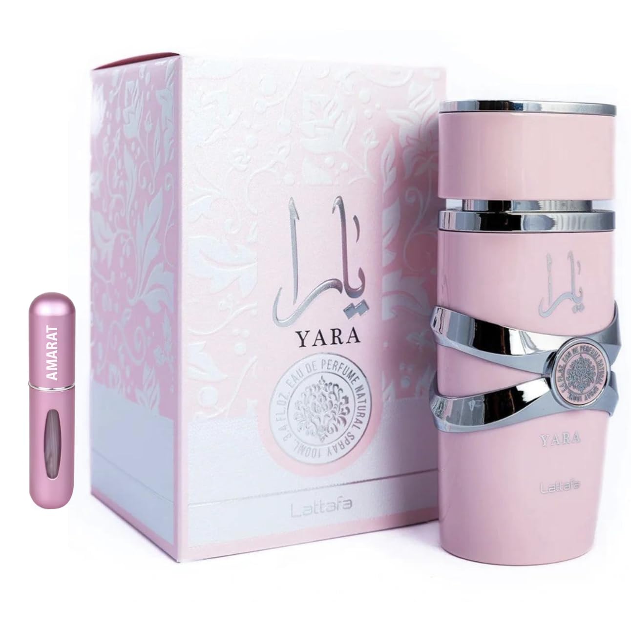 Perfume Yara Original 100ML, Perfume Árabe para Mujer de Larga Duración, Eau da Parfum Importado desde Dubái, Incluye Atomizador Recargable 5ML, Fragancia Floral y Dulce RESAES (Yara Rosa)