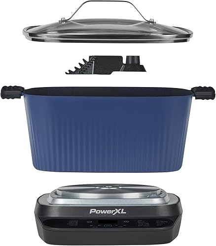Miniatura 8 de STIRMAX Midnight Blue - Multicocción digital de 7.5 cuartos de galón con paleta automática para remover y triturar, 9 en 1 preajustes programables