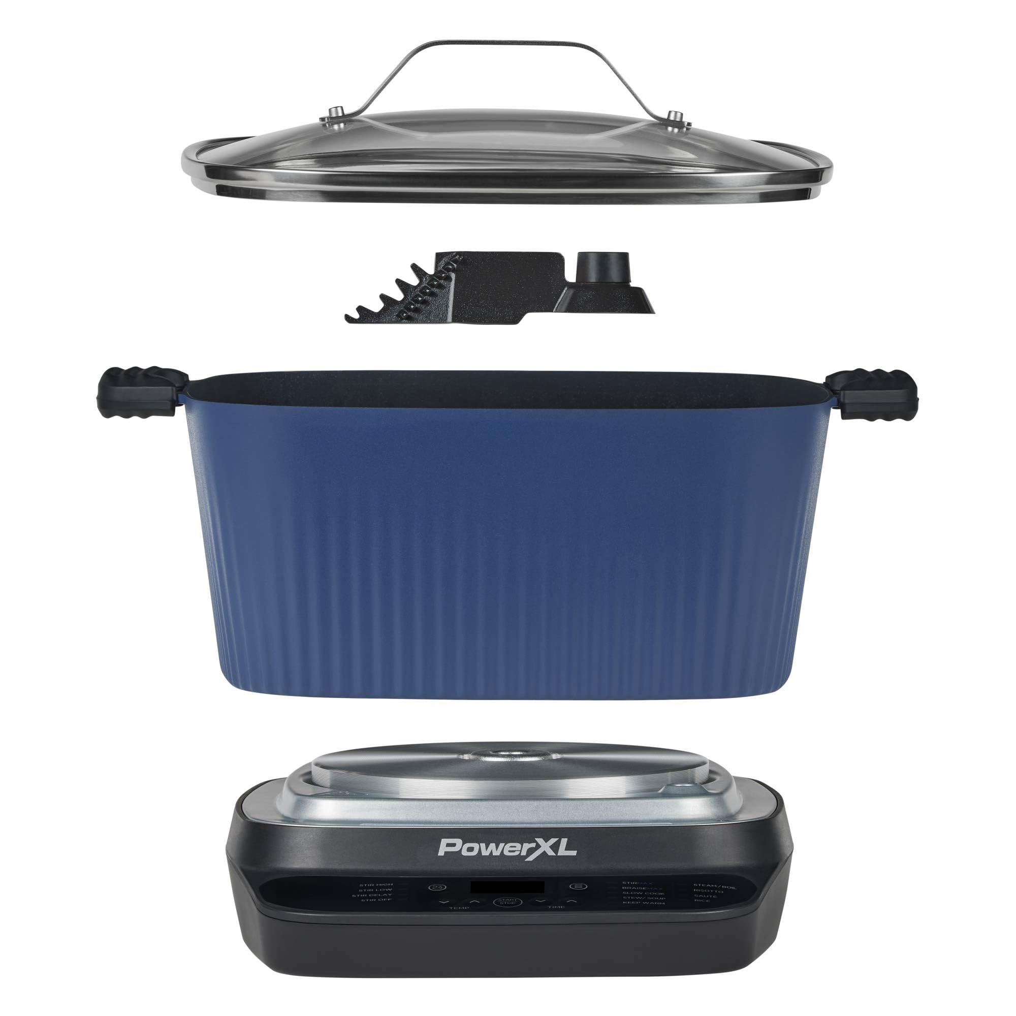 STIRMAX™ - Multicooker digitale blu notte con tavolozza automatica di agitazione e triturazione, preimpostazioni programmabili 9 in 1 per saltare, raschiare e caffè prima della cottura