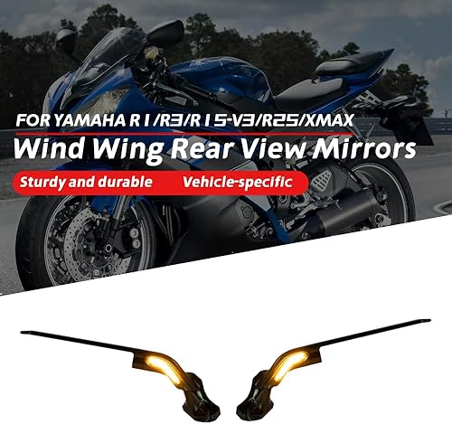 Miniatura 3 de D1M Espejos retrovisores de viento, espejos laterales giratorios de viento, espejo lateral giratorio ajustable, espejo de ala para YAMAHA R3 R15-V3