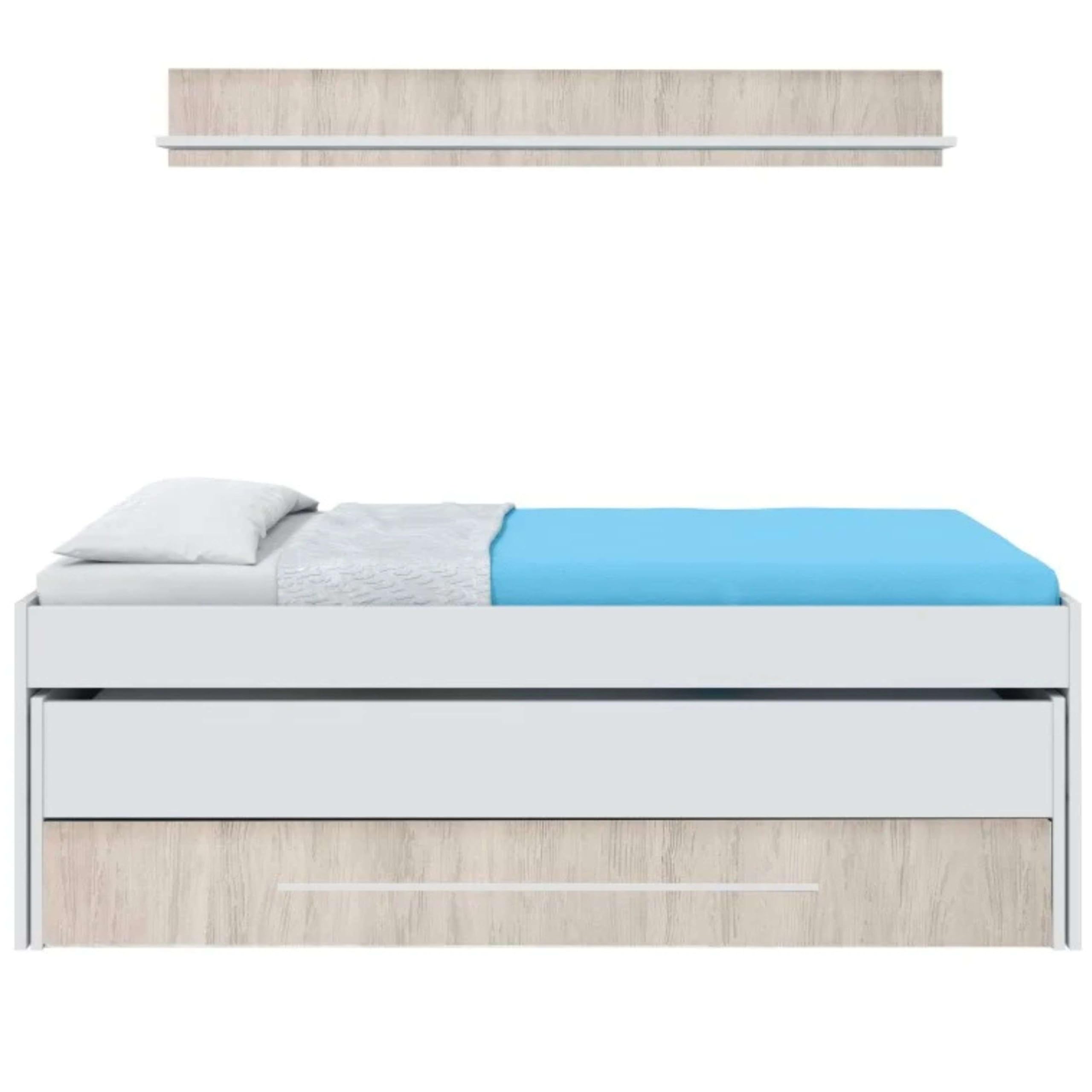 Miroytengo Cama Nido Dormitorio Elliot Estilo Infantil Juvenil en Color Blanco Artik y Blanco Velho con 2 Cajones 180x90 cm