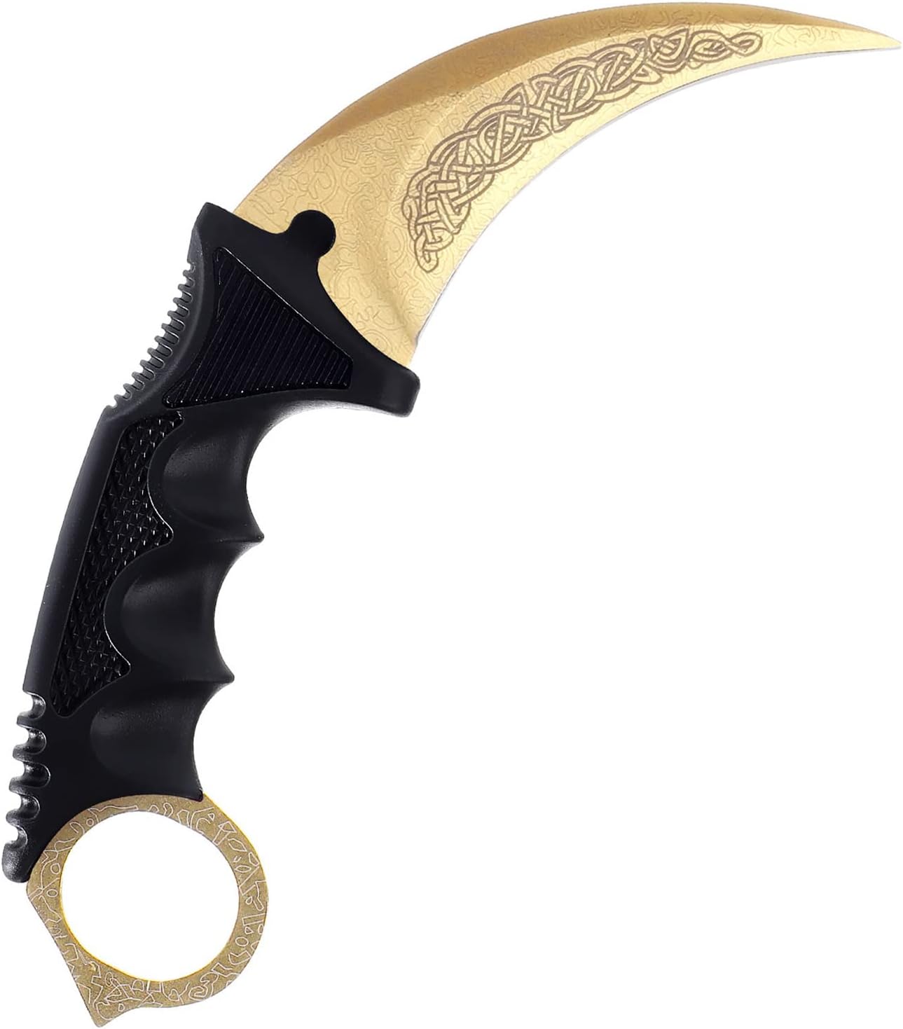 Karambit Knife Trainer - Stainless Steel Practice Training Knife with Sheath for Beginner - 100% Safe Trainer Tool (Golden color)