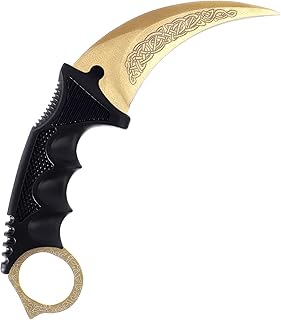 Karambit Knife Trainer No Offensive Karambit Trainer Stainless Steel Without Cutting Edge Practice Training Knife with Sheath for Beginner 100% Safe Trainer Tool(Golden color) - Milaloko