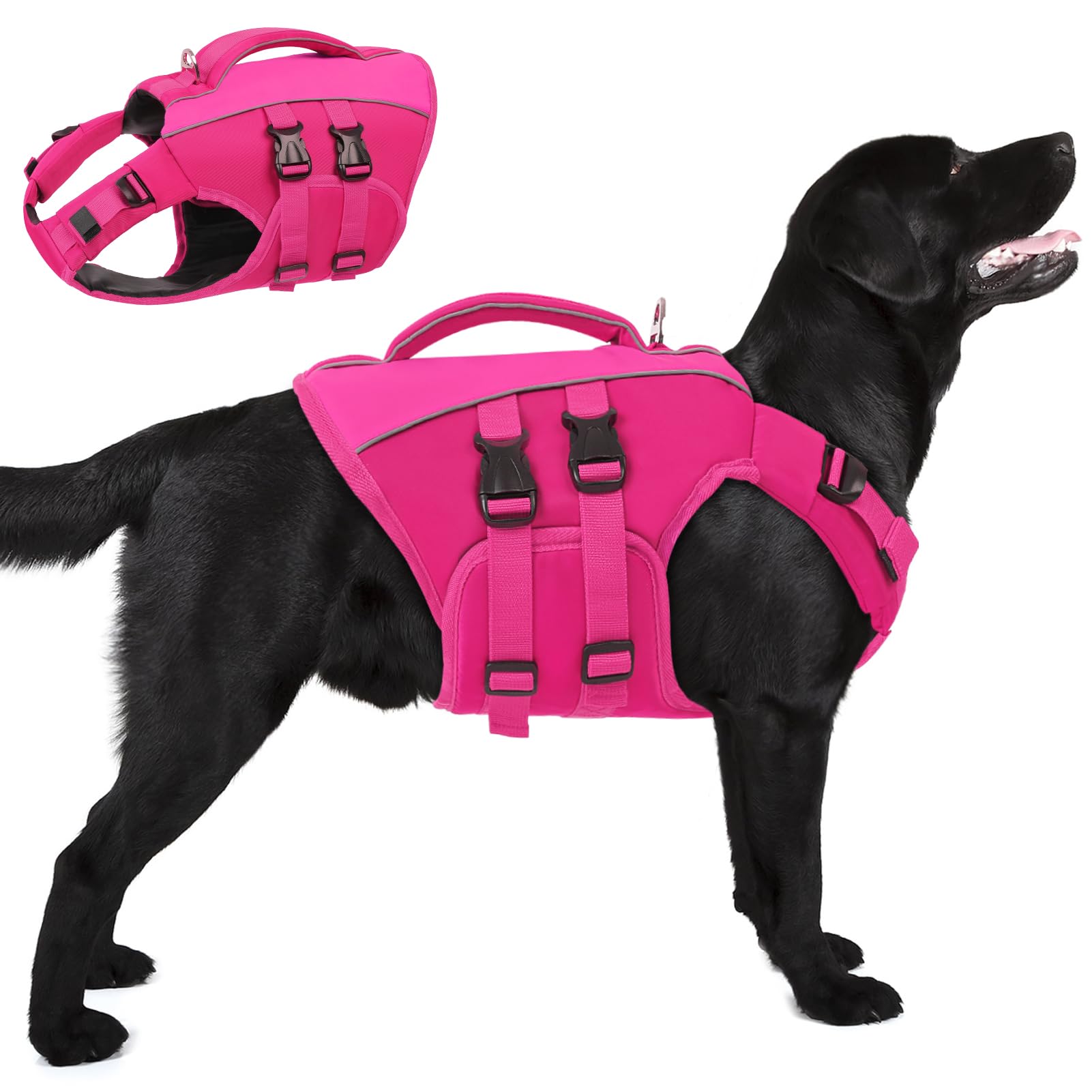 Gilet de sauvetage pour chien XXL grand ripstop réglable rose