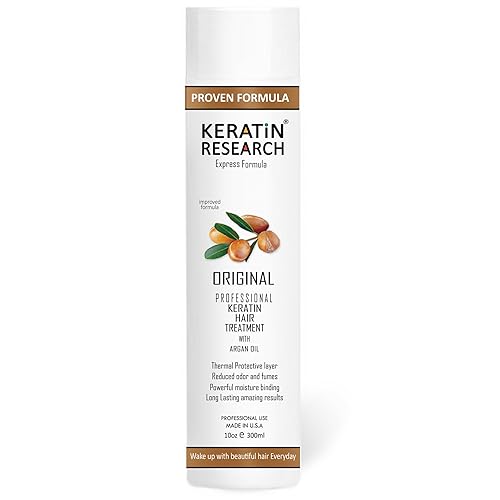 Teatamiento profesional Keratin research con queratina brasileña 1014 onzas líquidas fórmula mejorada profesional complejo con aceite de argán y