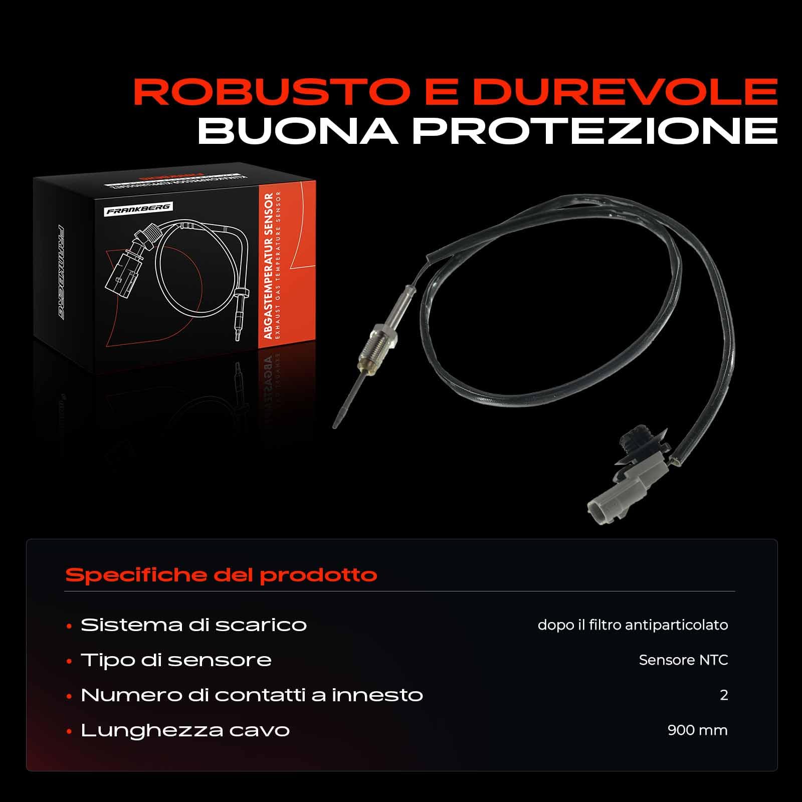 Frankberg Sensore temperatura gas di scarico 2-Poli Compatibile con Megane III Grandtour KZ0/1 Laguna III Grandtour KT0/1 Laguna III BT0/1 Laguna Coupé DT0/1
