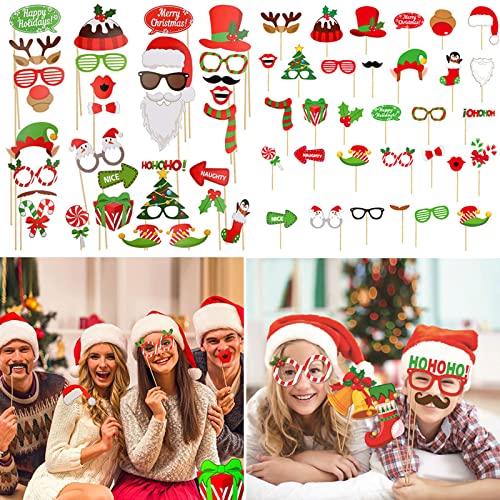 Christmas Party Photo Booth Props Creative Happy Christmas Pose Sign Kit Funny Holiday Party Picture Backdrop Supplies Xmas Selfie Props For Adults Kids Photobooth Photography Decoration 32Pcs/Set #TOP25
