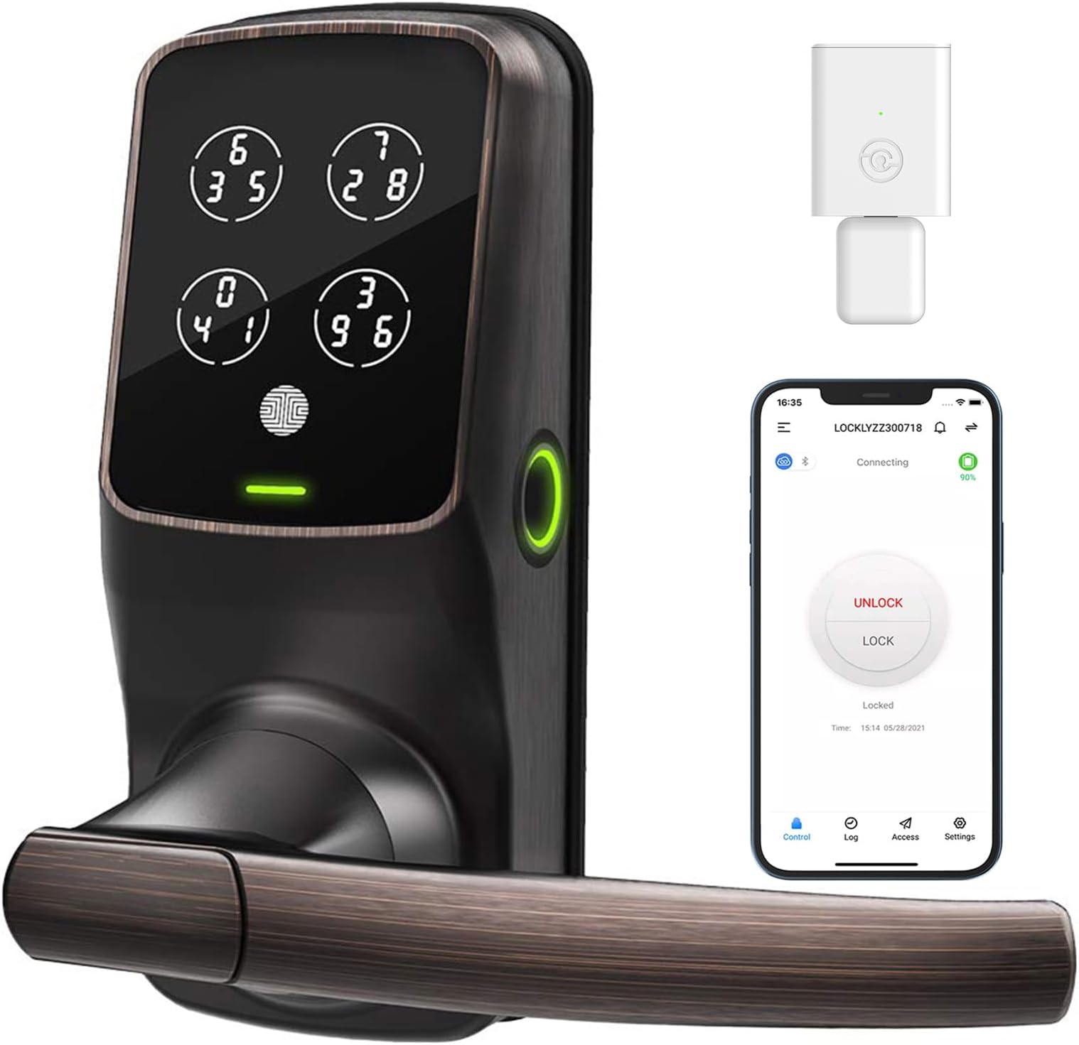 Lockly Secure Pro - Latch Edition | Bluetooth Fingerprint WiFi Keyless Entry Smart Door Lock (PGD 628W) Secure Keypad | 3D Fingerprint Reader | iOS Android Compatible (Latch, Venetian Bronze)