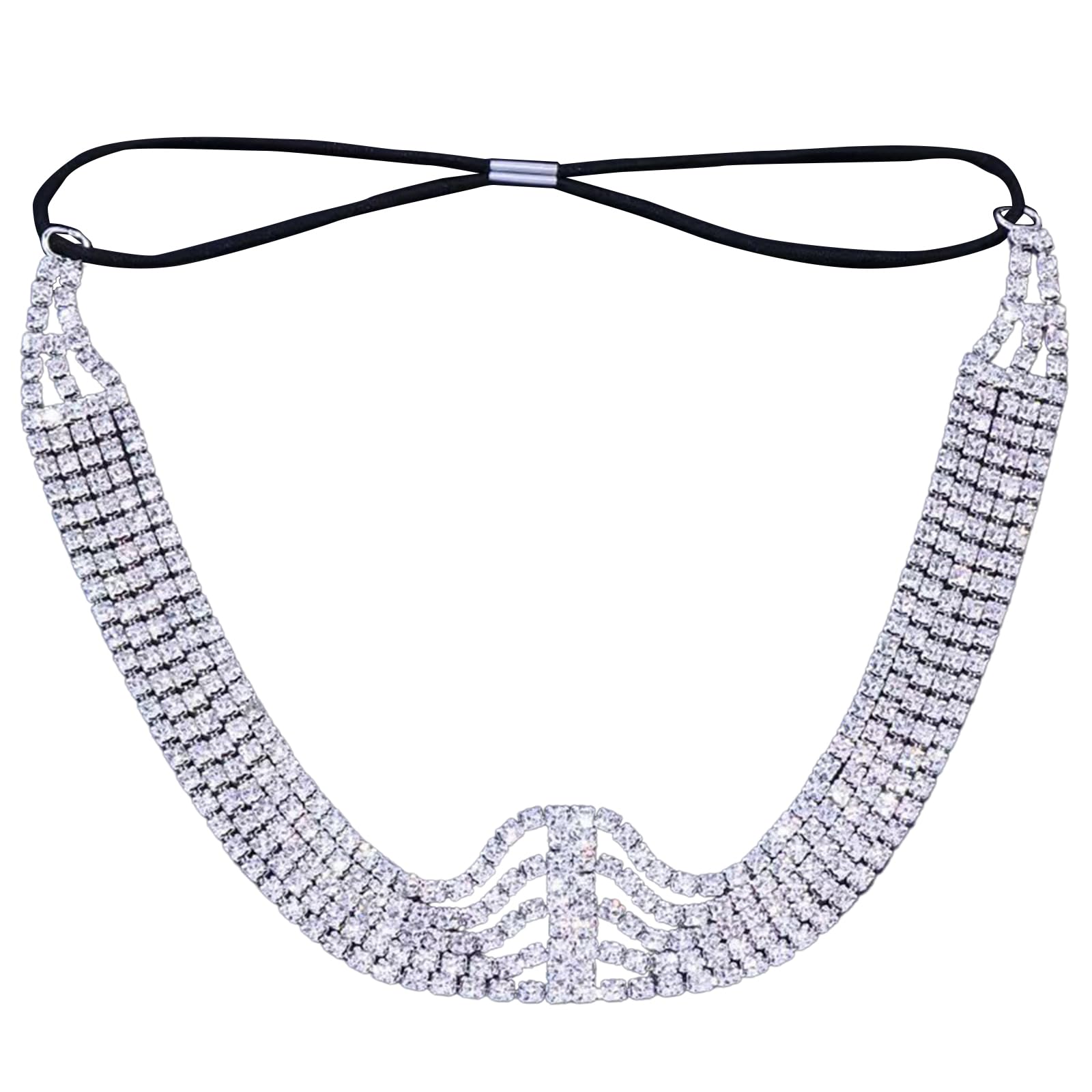 Teaaha Fascia elastica con strass per capelli da donna e adolescente, con cristalli scintillanti, per ragazze, con doppio cristallo, lato con strass, antiscivolo, fascia elastica per capelli da donna