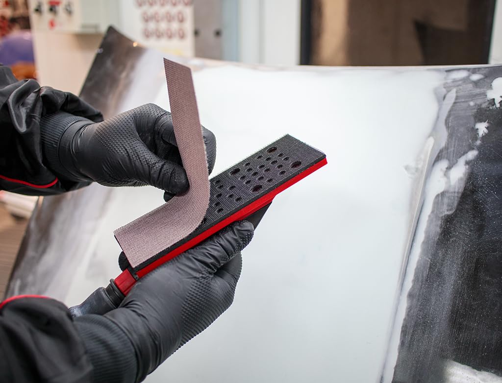 SWS - 50 pezzi rete strisce abrasive, 70 x 200 mm con grana P120 | Carta vetro | Carta abrasiva adesiva 420mm per levigatrici manuali con aspirazione e blocchi di levigatura manuali