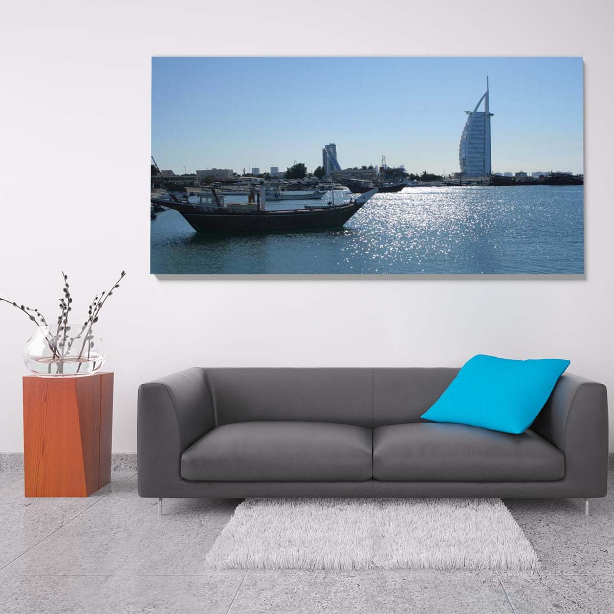 bpa Dubai from outside, Canvas wall art, Multicolour, Canvas, 1 Piece, 100 x 50 cm By(®)