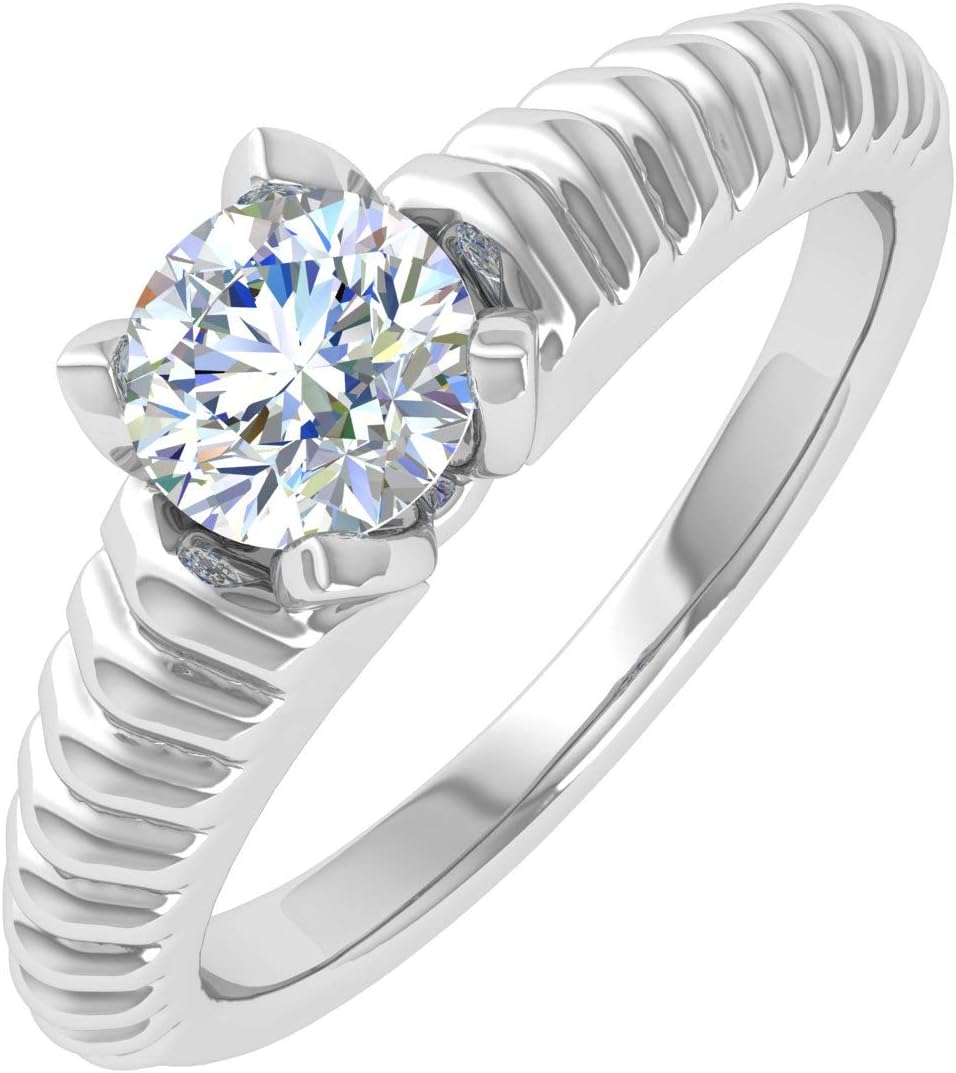 1/2 Carat 4-Prong Set Diamond Solitaire Engagement Ring in 14K Gold