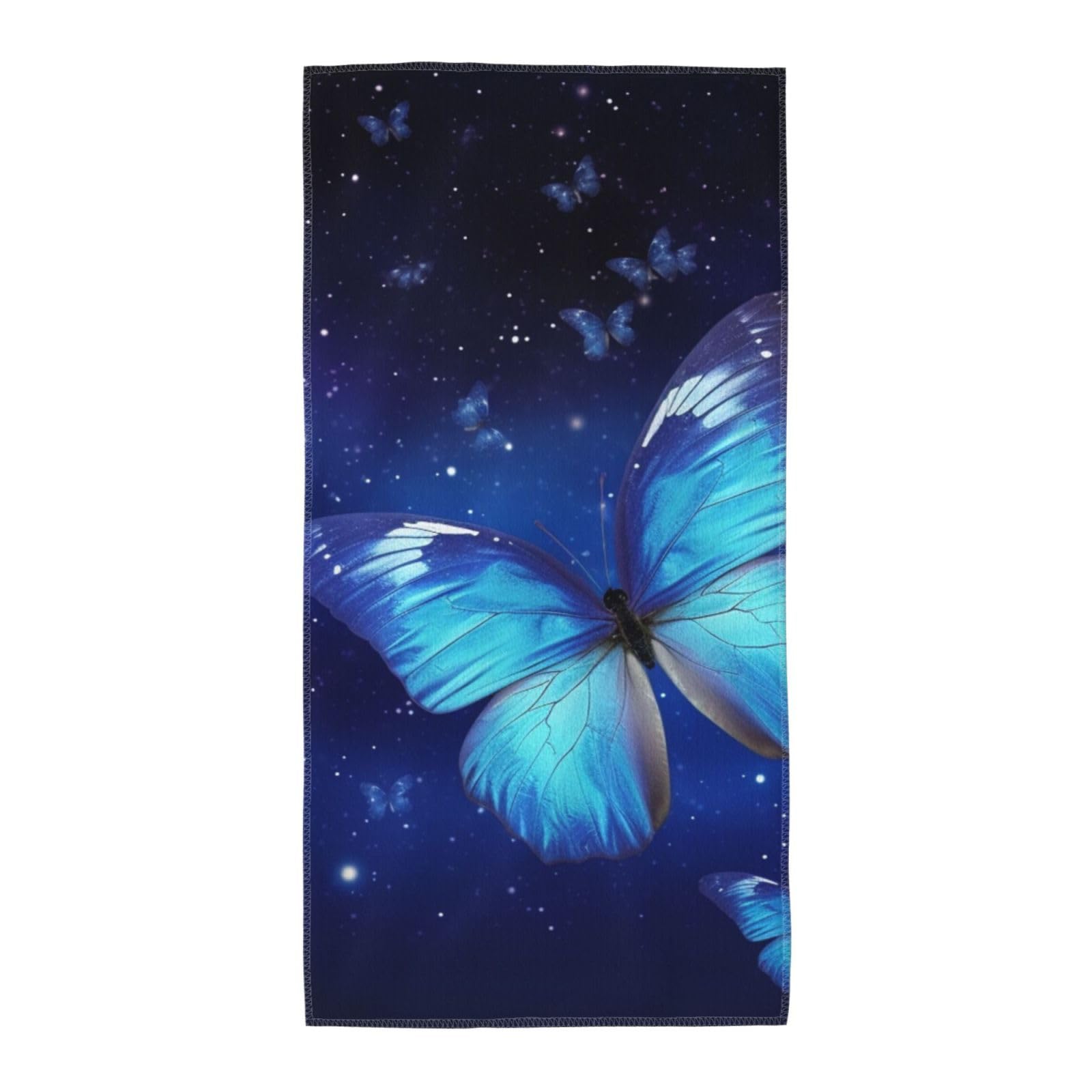 FekiLoot Absorbent Hand Towels 13.8"X27.5" Decorative Bathroom Towel Soft Microfiber Face Towel Blue Starry Butterfly Dish Kitchen Towels for Bathroom Kitchen Hotel Spa Bath Towels