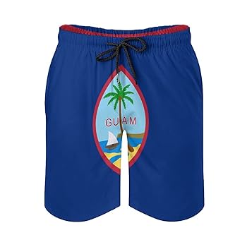 Amazon | グアムの国旗 ポケット付きメンズ水泳パンツ夏スイム