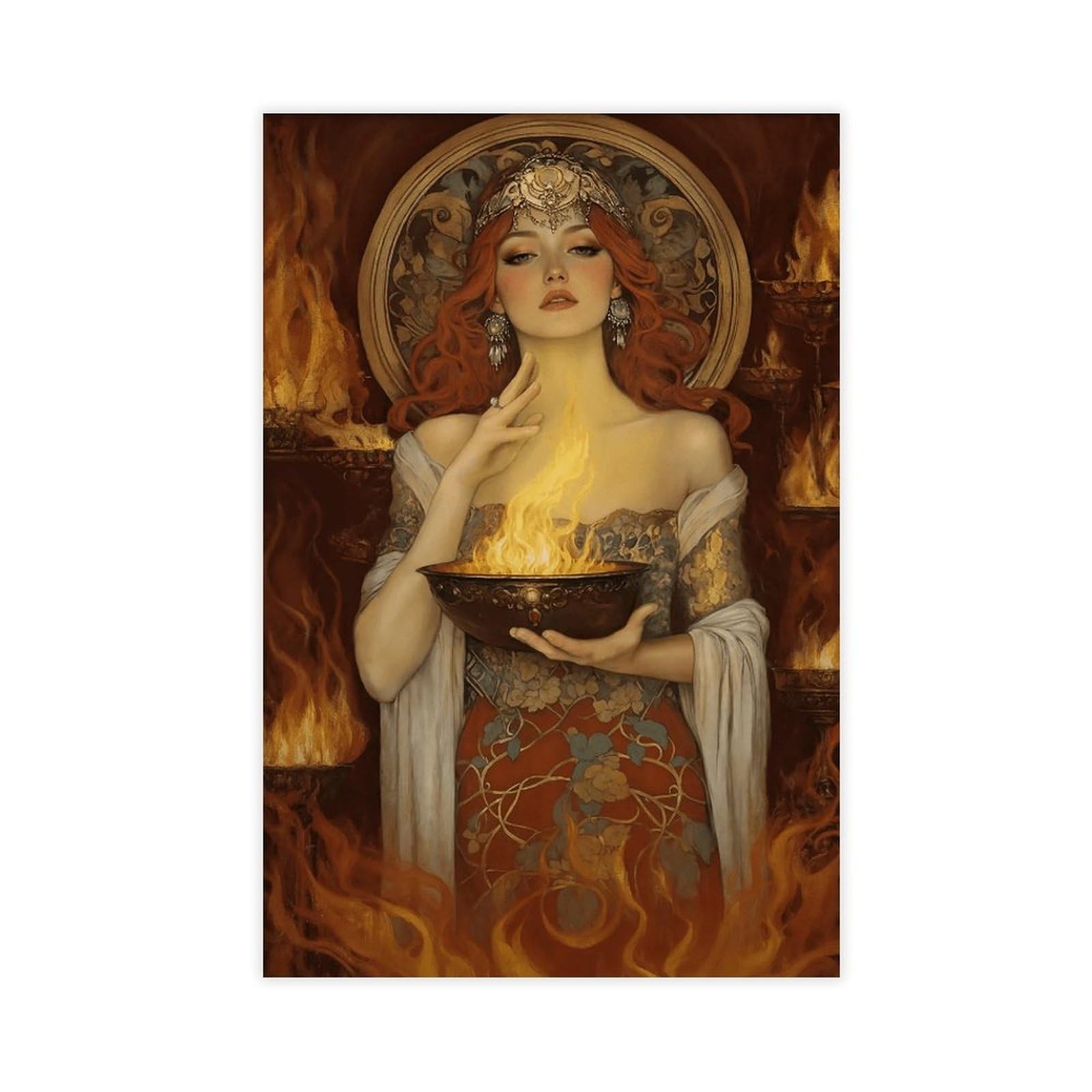 Wjwart Hestia Fire Goddess Poster,.. Canvas Poster Bedroom Decor Landscape Decor Gift 12X18inch(30X45cm)