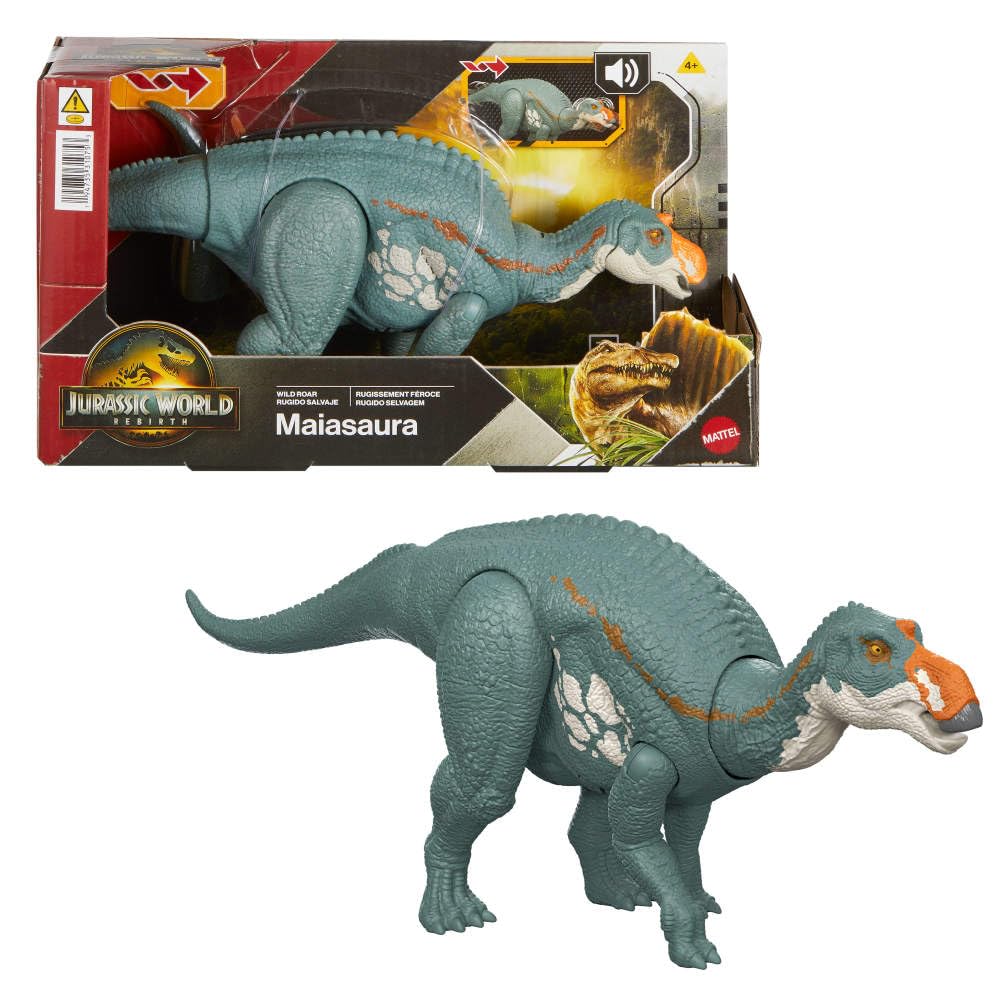 Jurassic World: The Rebirth Wild Roar Maiasaura Dinosaur Toy with Controllable Bite Attack in Multiple Directions and Roar Sound, Digital Play Options, JGC82