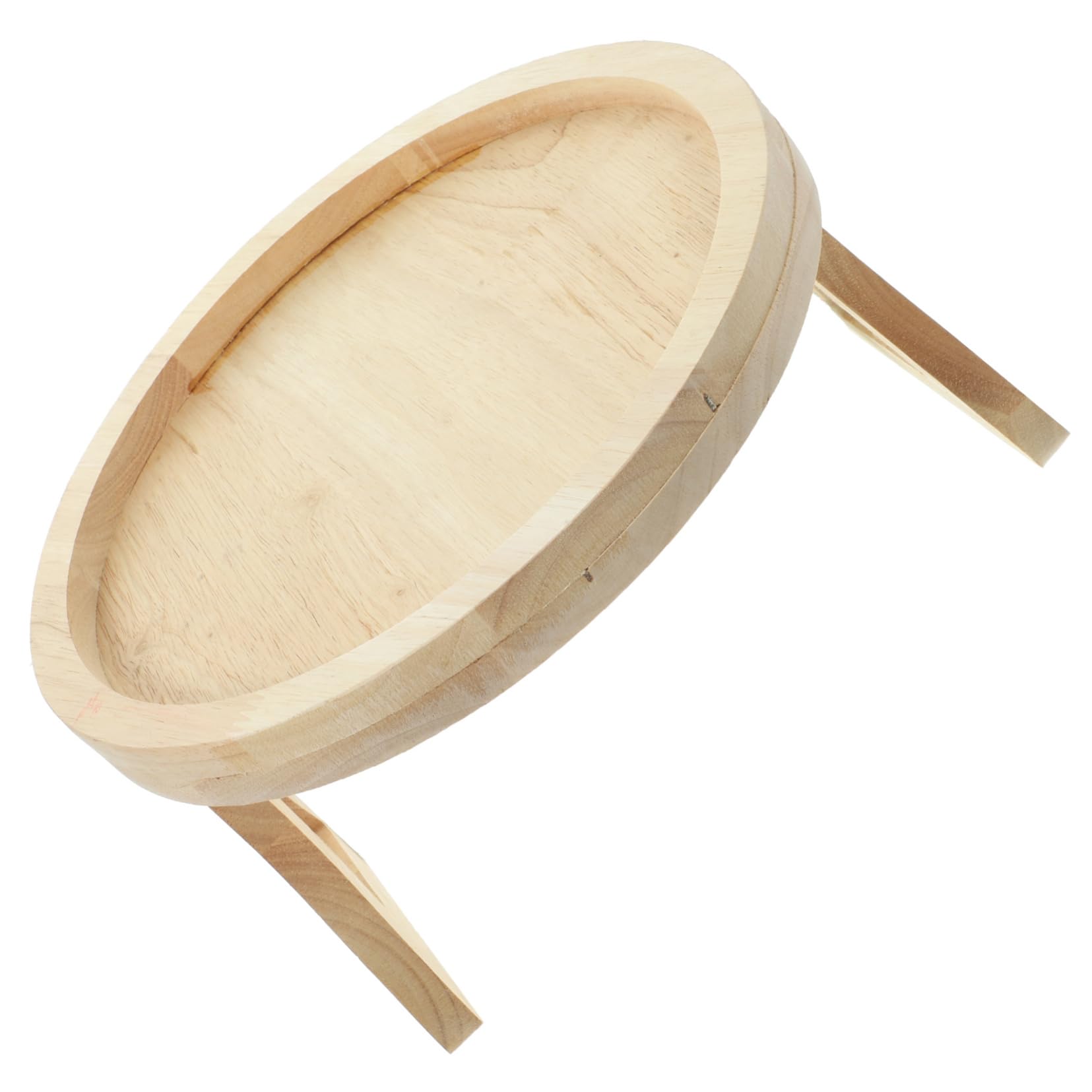 Unomor Round Wooden Sofa Tray Foldable Snacks Table Couch Armrest Storage Multi-Function Bed Tray