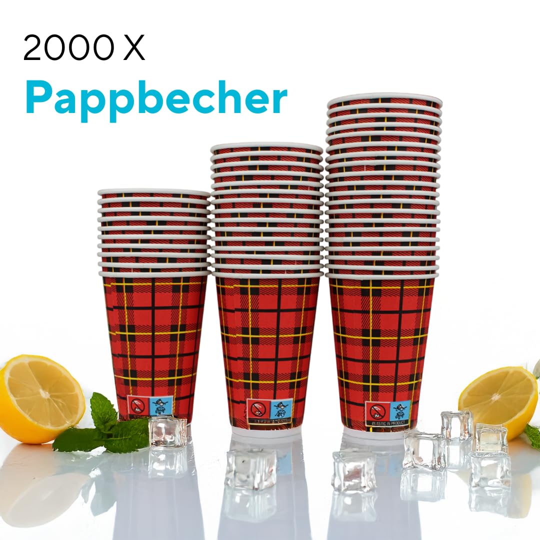 Enpack Kaffeebecher aus Pappe 180ml / 7,5 oz - Coffee to go Becher für Heißgetränke, Kaffee, Tee, Glühwein - Einweg -Automatenbecher - Coffee cup - Trinkbecher to go 2000 Stück