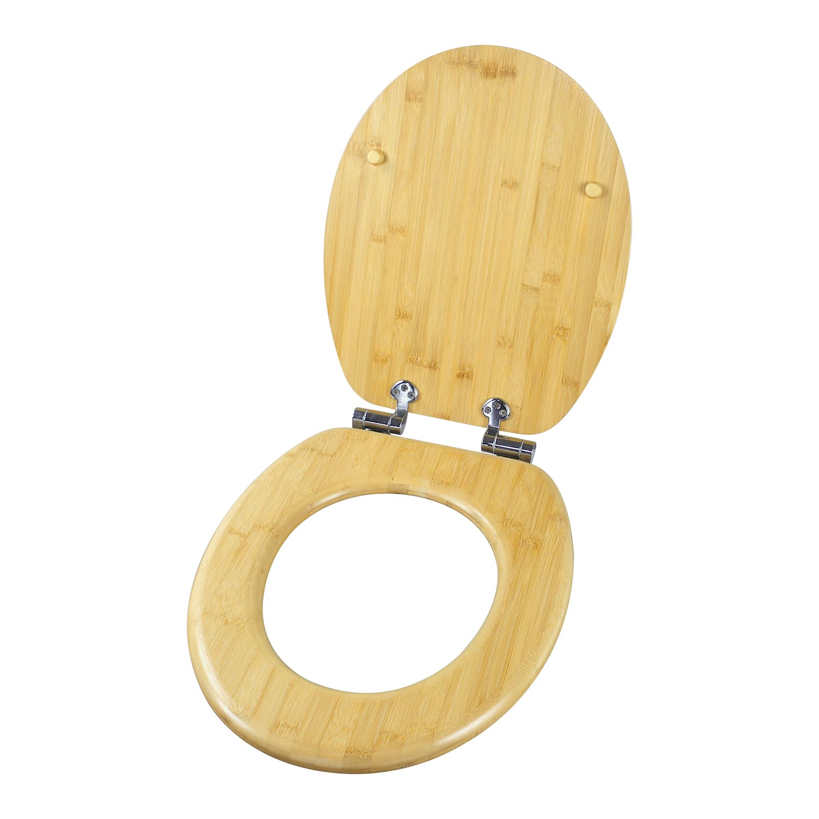 Abattant WC en bambou avec système d'abaissement automatique, couvercle de toilette en bambou véritable, stable et durable avec montage facile, couvercle de toilette à fermeture amortie en