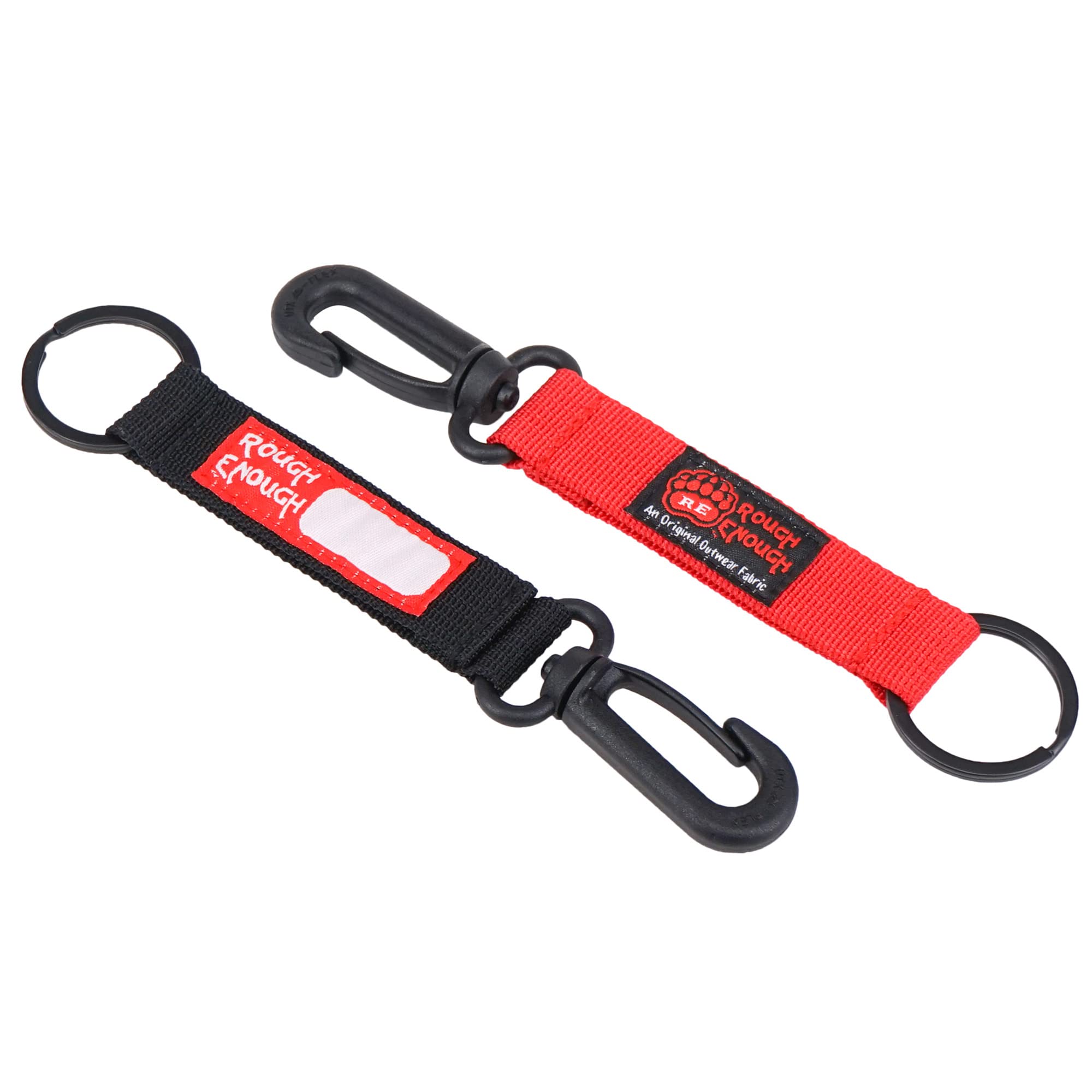 Rough Enough Keychain Accessories Key Chain Rings Holder Carabiner Clip with Name Tag Label Identification for Key Locker Plastic Black Red 2 SetGlobal Recycled StandardGlobal Recycled StandardGlobal Recycled Standard