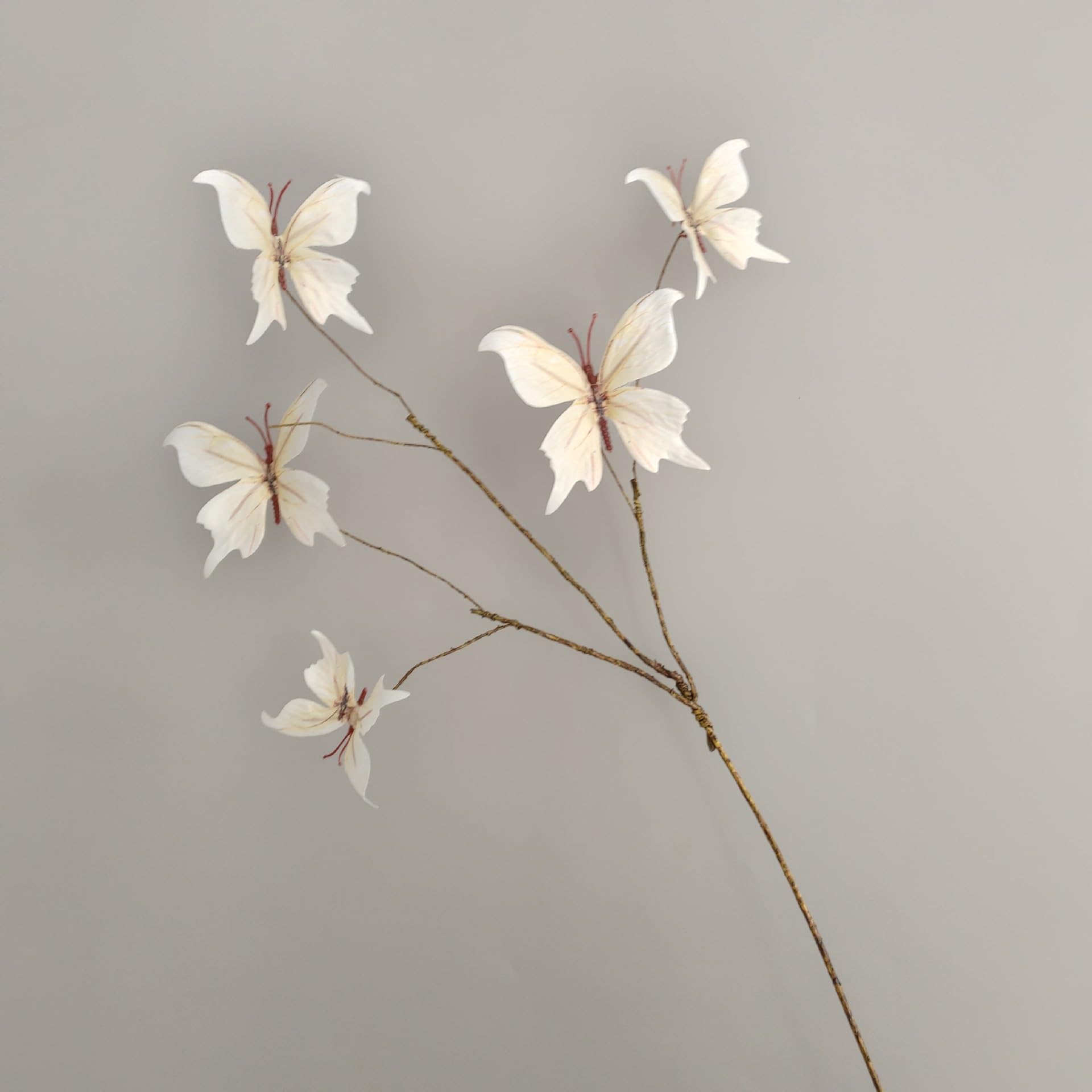 WLH Alexanders Artificial Butterfly Branche Simulation Branch Stems with Fake Butterfly Floral Arrangement for Vase Decor faux flower(Beige)