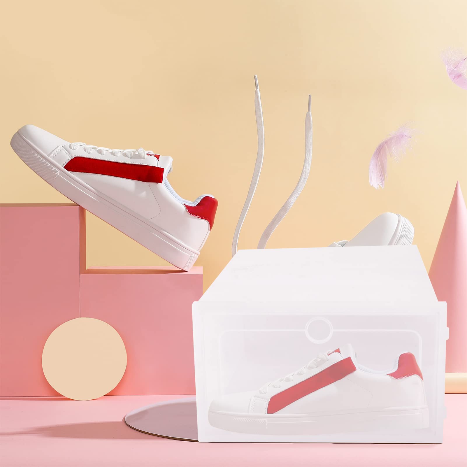 Alipis Boîte à Chaussures 6 Pièces Grosse Taille en Pp Blanc, Empilable
