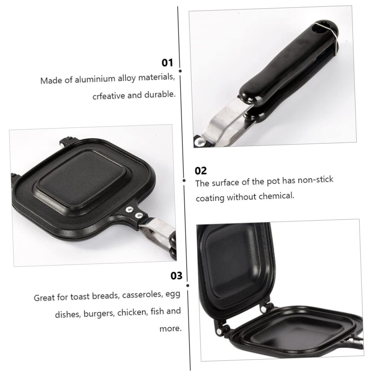 Doppelseitige Pfanne aus Aluminiumlegierung Grillpfanne und Pfannkuchenmacher mit Antihaftbeschichtung Schwarzes Modell für Gleichmäßiges Erhitzen und Loch zum Aufhängen