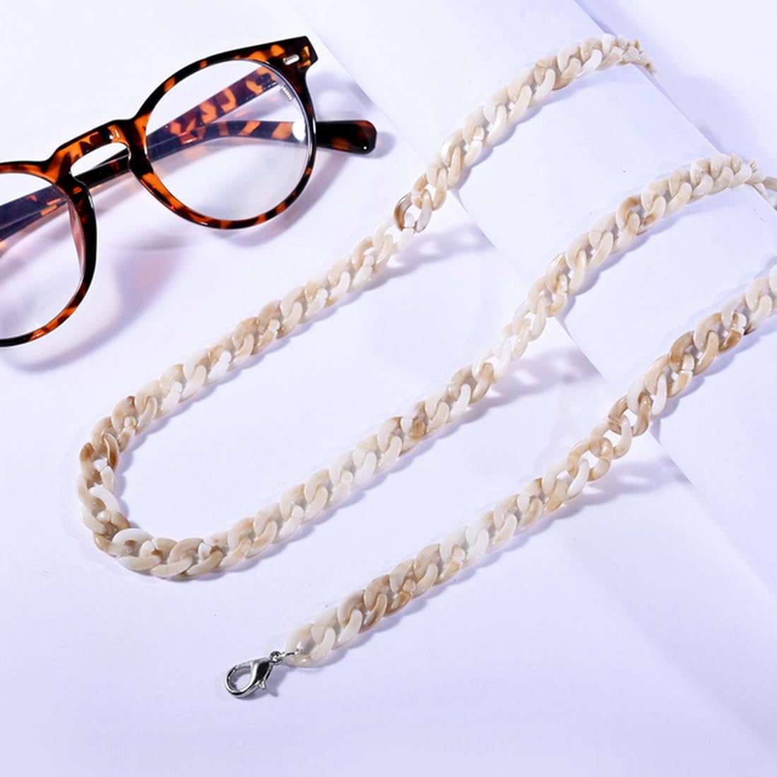 OMEVU Cadena de gafas de sol acrílicas de Color para mujer, correa para colgar, cordón para gafas, cordones para verano