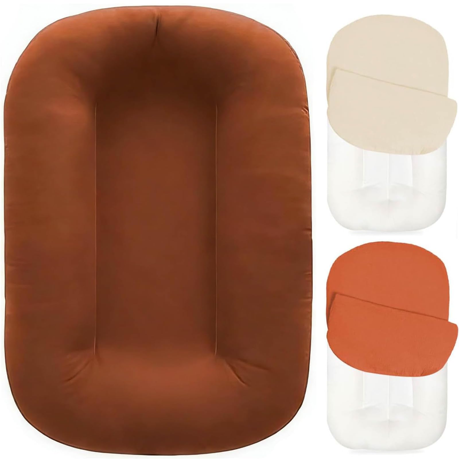 Lounger Pillow for 0-24 Pillow Lounger 0-12 Months, Floor Seats & Loungers, Soft Cotton Breathable (Beige) — view 6