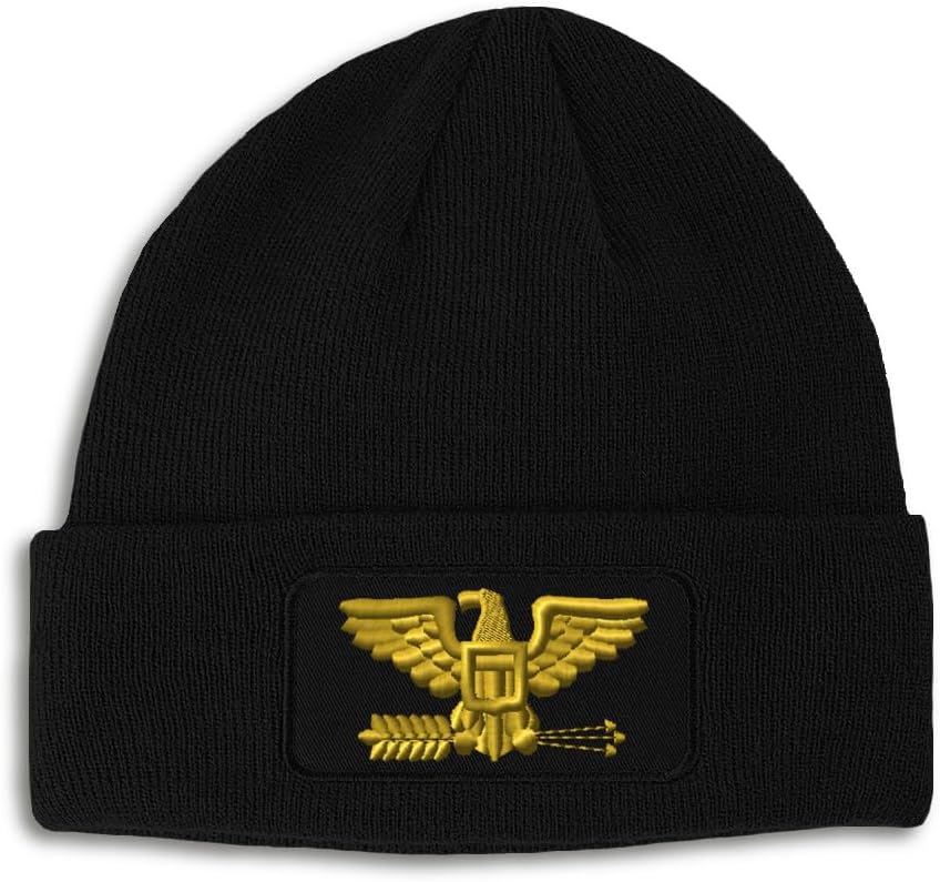 Custom Patch Beanie Army Military Colonel B Embroidery Skull Cap Hats for Men & Women Winter Hats One Size