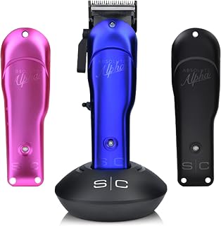 StyleCraft Absolute Alpha Cordless Hair Clipper: Modular Lids, 240Min Runtime, Black Diamond Carbon Blades, USB Charging Stand