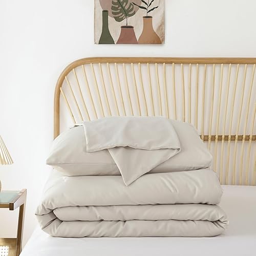 Miniatura 8 de ROSGONIA Juego de edredón beige tamaño Queen, 3 piezas (1 edredón beige bohemio y 2 fundas de almohada), ropa de cama ligera y suave para todas las