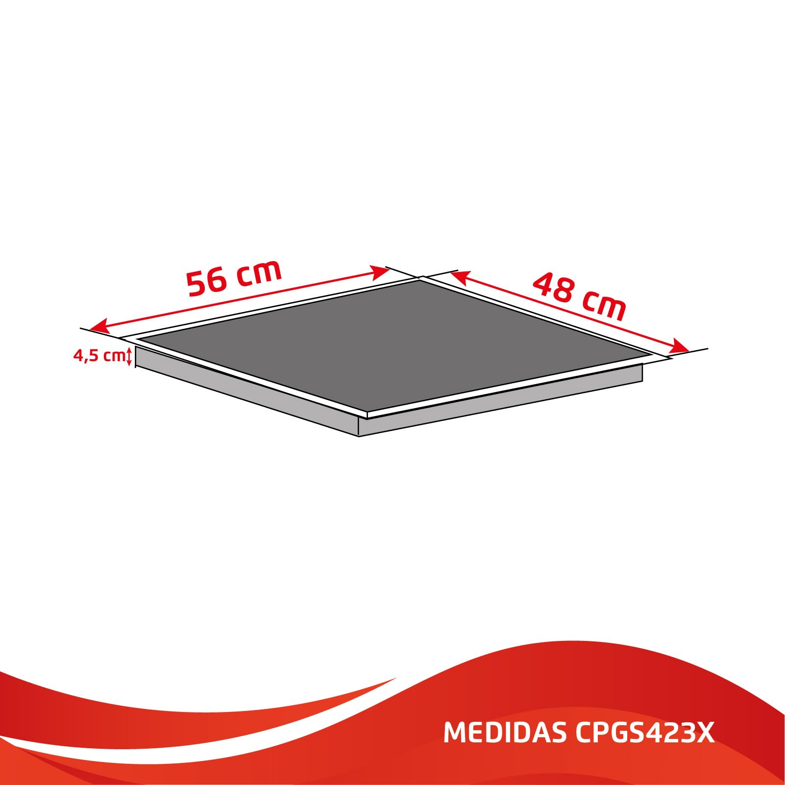 Corbero CPGS423X Płyta gazowa Moc 7,5 kw, 4 ognia, Butan Gaz, Kolor Nierdzewny, Czarny Grill Emalia, Zawór bezpieczeństwa cięcia gazu, Automatyczne wyłączanie bezpieczeństwa