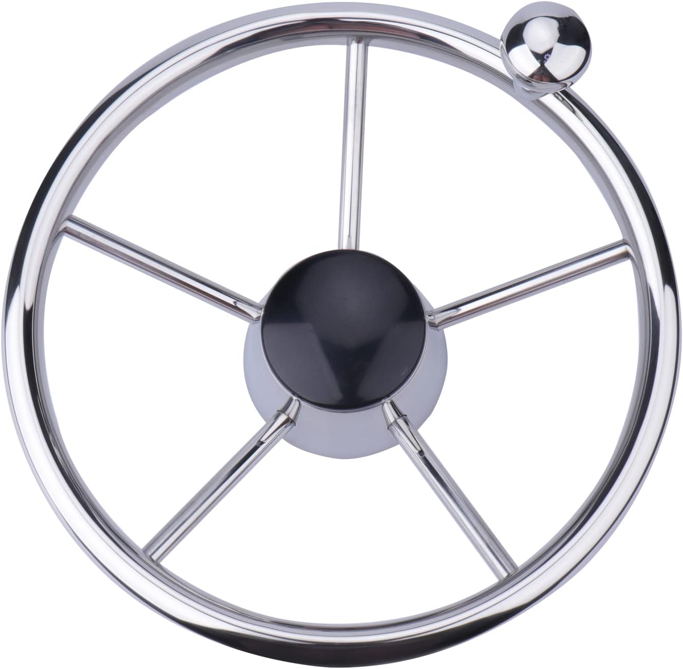 11" Marine Boat Steering Wheel,Universal Stainless Steel 5 Spoke Destroyer Knob