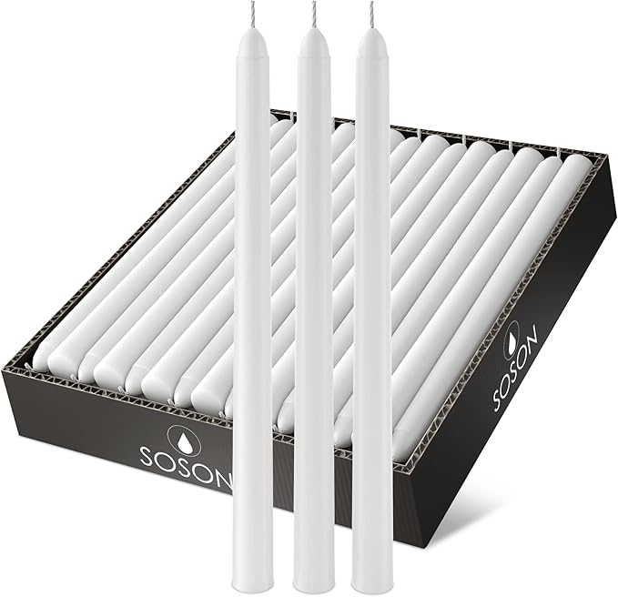 Simply Soson 12 inch White Taper Candles 30 Pack White