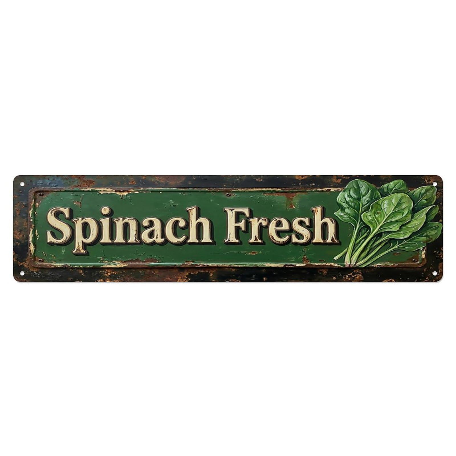 Vintage Spinach Fresh Tender Farmhouse Metal Tin Sign