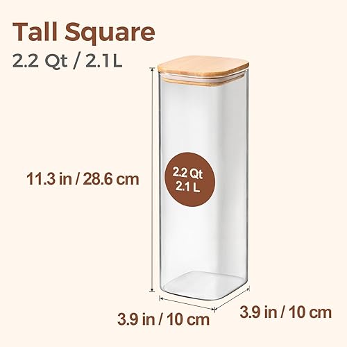 Miniatura 16 de ComSaf Recipientes de almacenamiento de alimentos con tapas herméticas, juego de 6, recipiente de vidrio transparente con tapa de sellado,