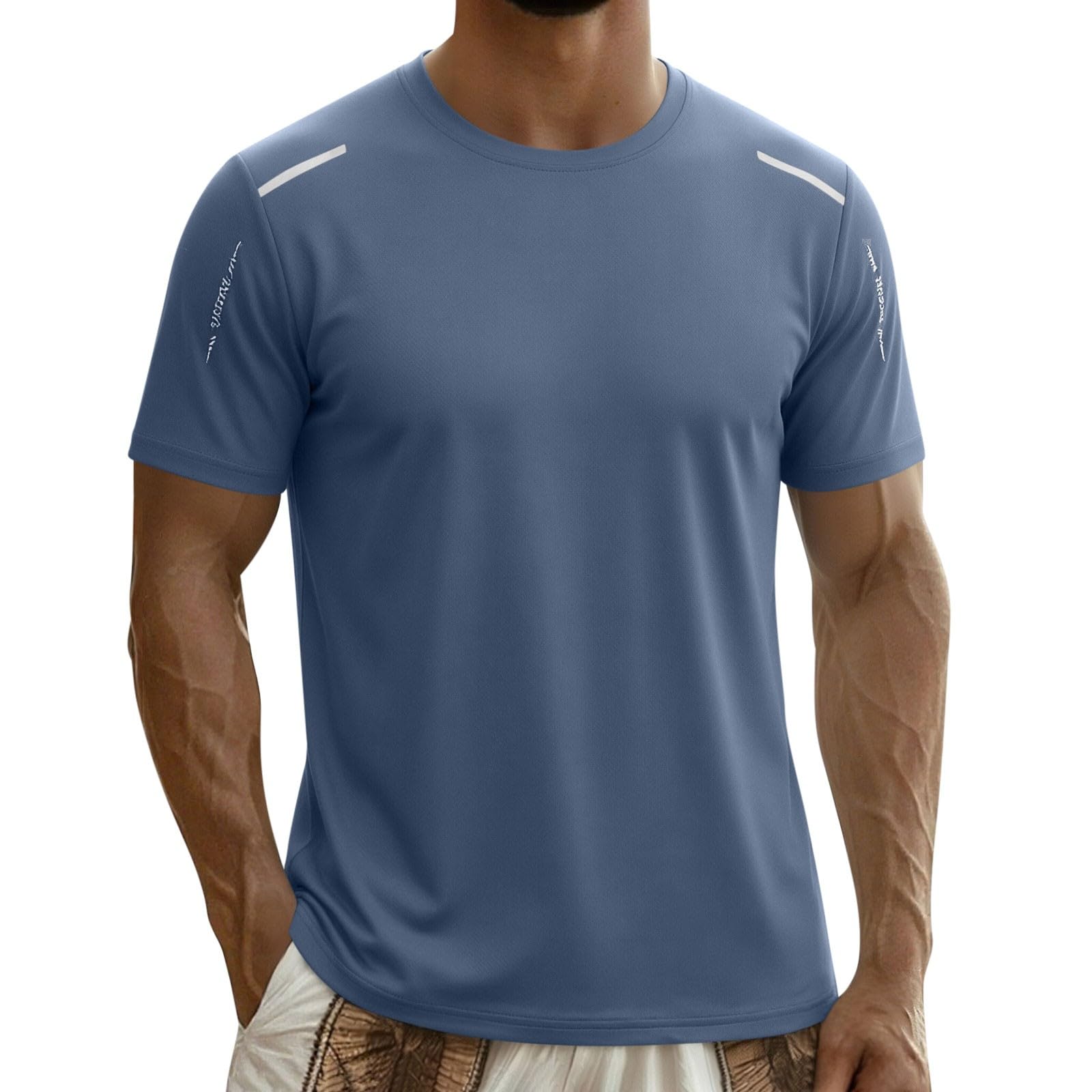 Mens T-Shirts Workout Shirts Casual Short Sleeve Athletic Quick Dry T-Shirt Lightweight Cooling Gym Running Fit Tops — view 12