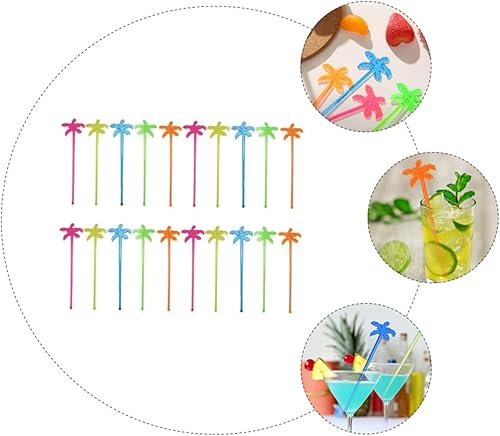 Miniatura 4 de Yardwe Agitador de árbol de coco, decoración de frutas, mezclador de café, vasos de plástico, divertidos palitos de agitación, coctelera, agitadores