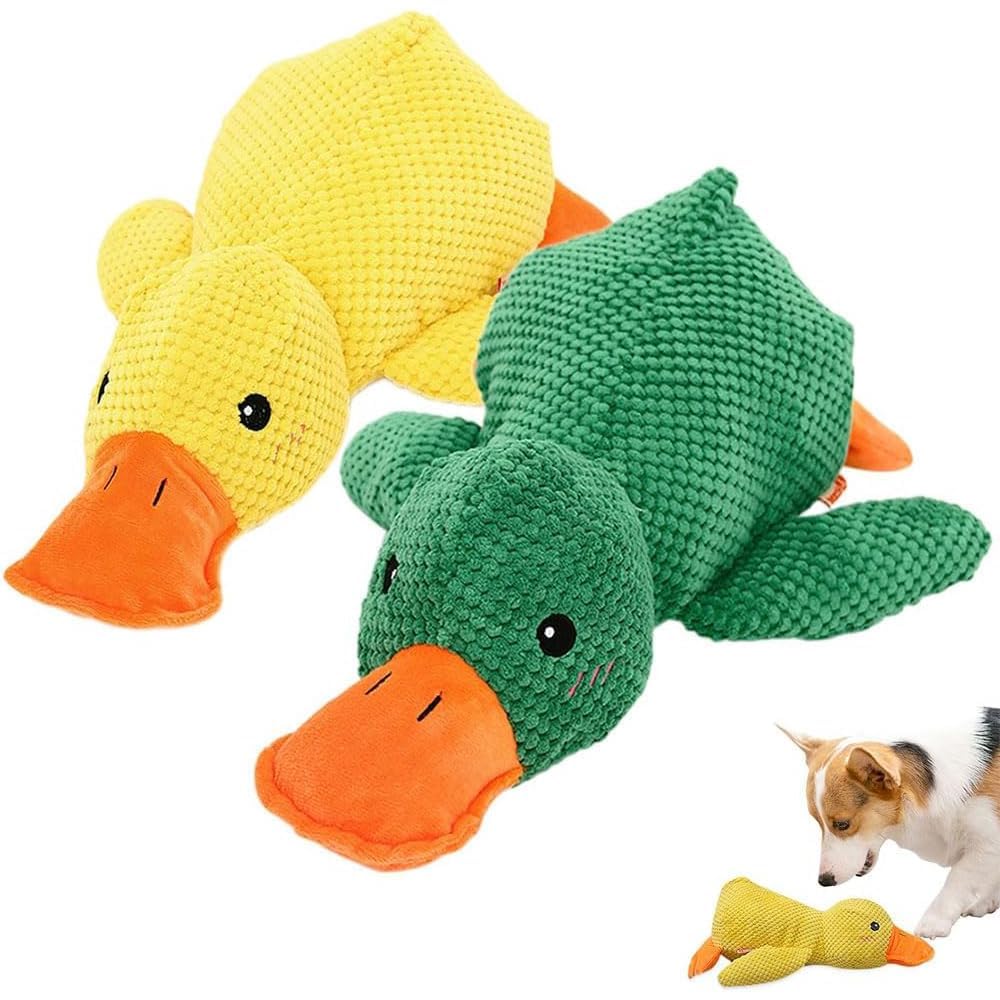 DXWEBISTRY Calming Duck for Dogs Anxiety,Duck Dog Toy,Interactive Toy with Quack Sound Soft Plush Stuffed Calming Ducks Pillow Durable Stuffed Dog Puppy Toys For Puppy Keep Busy，E-2PCS-45CM