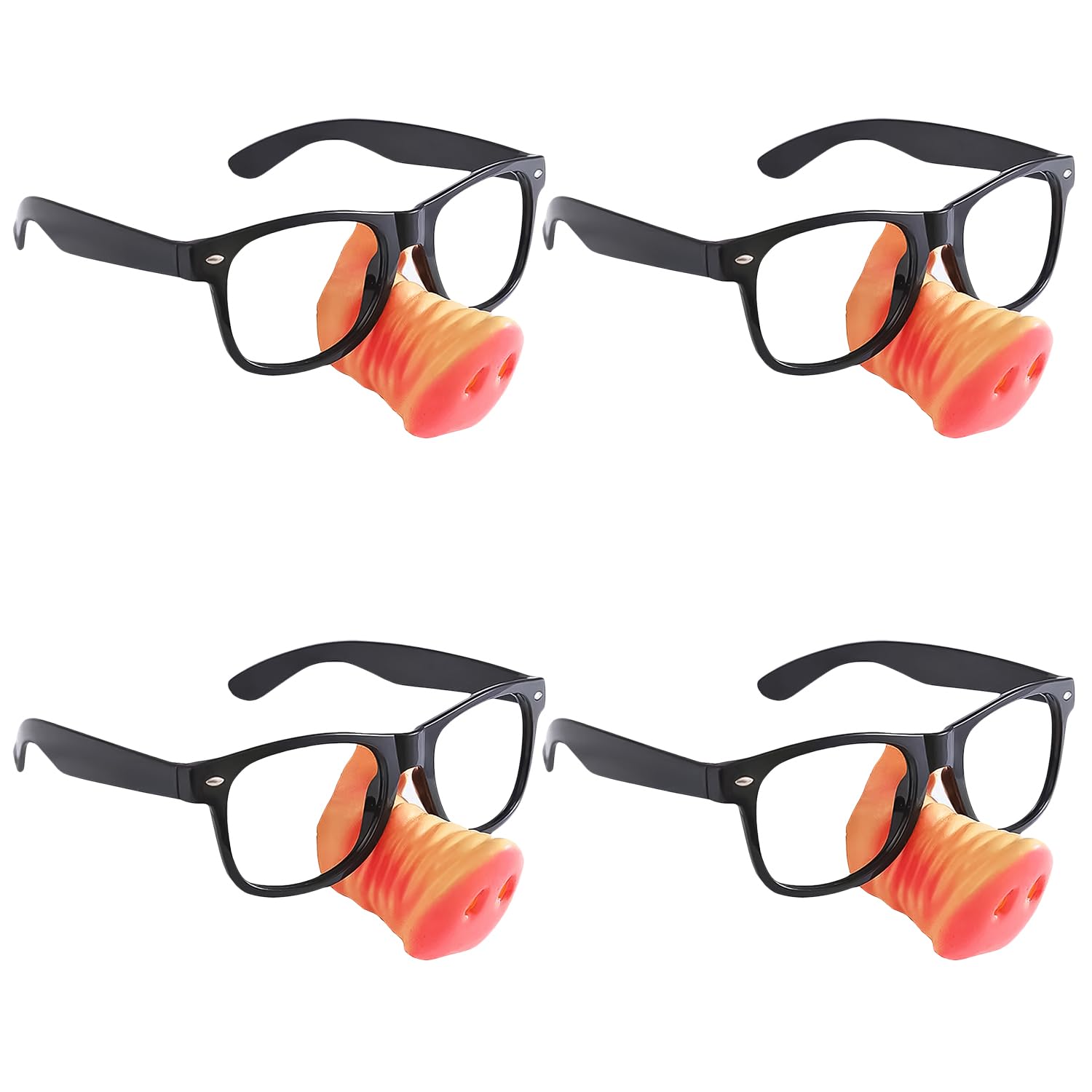 UNVOJL 4pcs Pig Nose Glasses Halloween Prank Glasses Dress Up Funny Party Glasses Novelty Eyeglasses for Halloween Carnival
